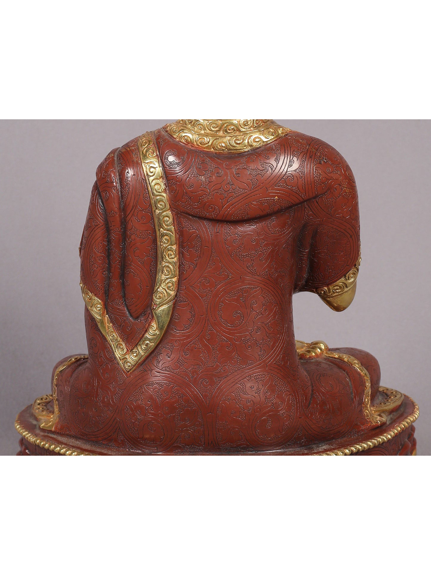 12" Tsongkhapa Statue In Copper With Gold Plated (Set of 3) From Nepal | Handmade Idol