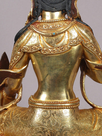 14" Kshitigarbha Bodhisattva Copper Statue With Gold Plated | Copper Figurine | Handmade