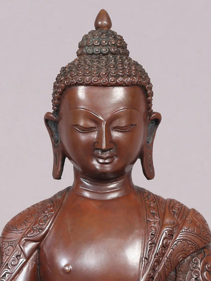 9" Shakyamuni Buddha Copper Statue From Nepal | Handmade Idol | Lord Buddha Statue