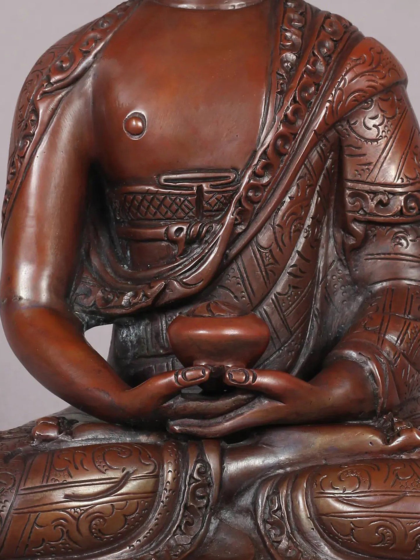 8" Amitabha Buddha Copper Statues From Nepal | Handmade Idol | Lord Buddha Statue