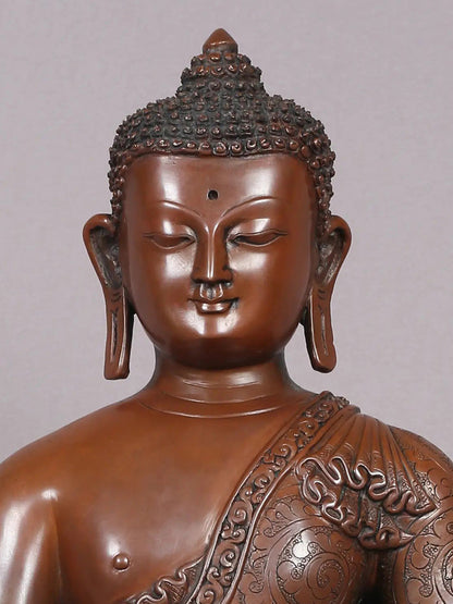 12" Shakyamuni Buddha Copper Statue From Nepal | Handmade | Lord Buddha Statue