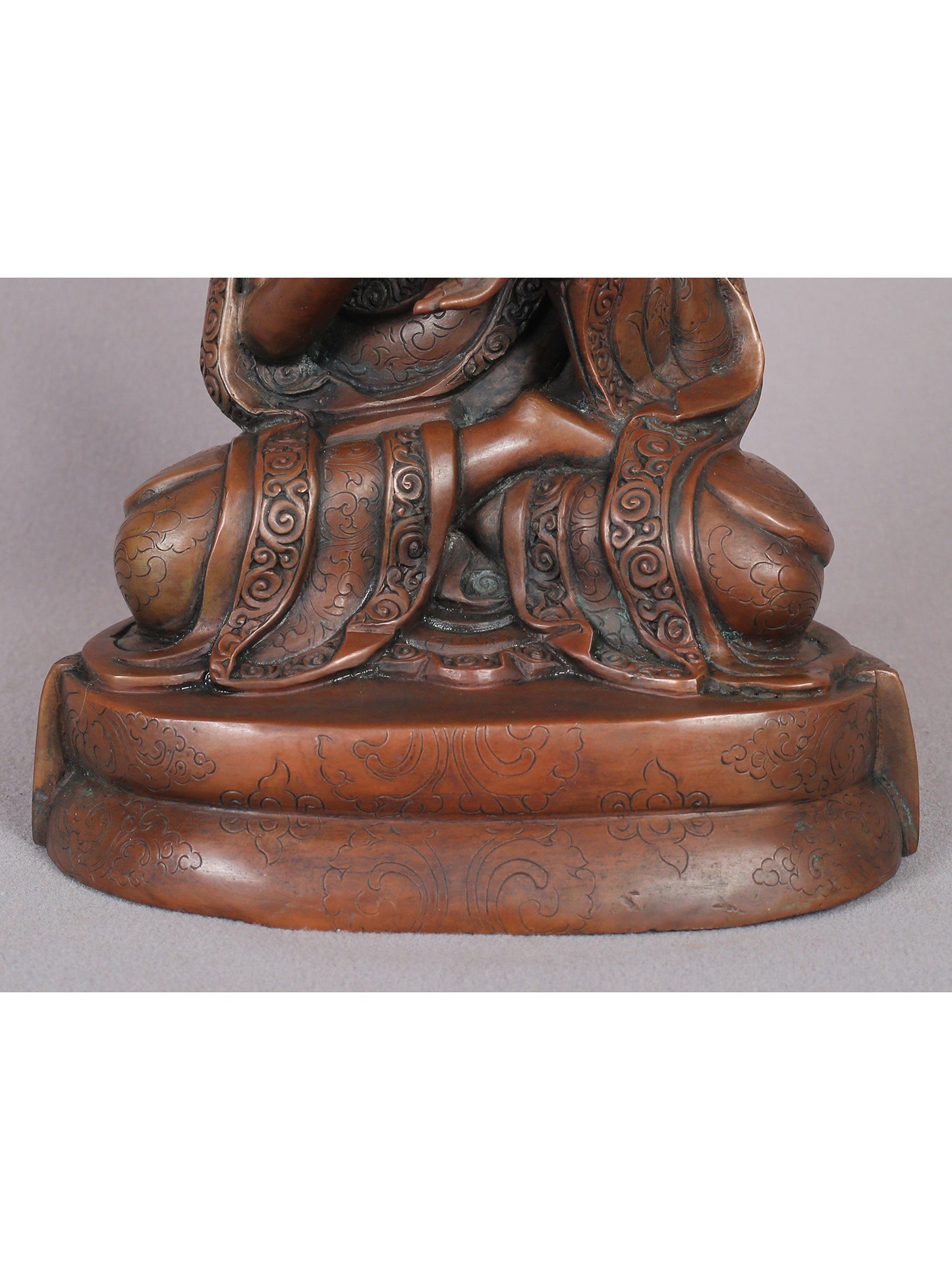 9" Copper Karmapa Statue From Nepal | Handmade Idol | Copper Figurine