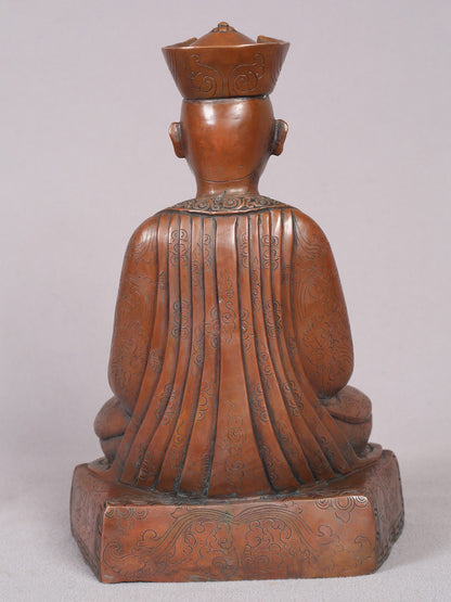 9" Copper Karmapa Statue From Nepal | Handmade Idol | Copper Figurine