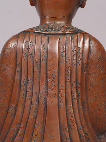 9" Copper Karmapa Statue From Nepal | Handmade Idol | Copper Figurine