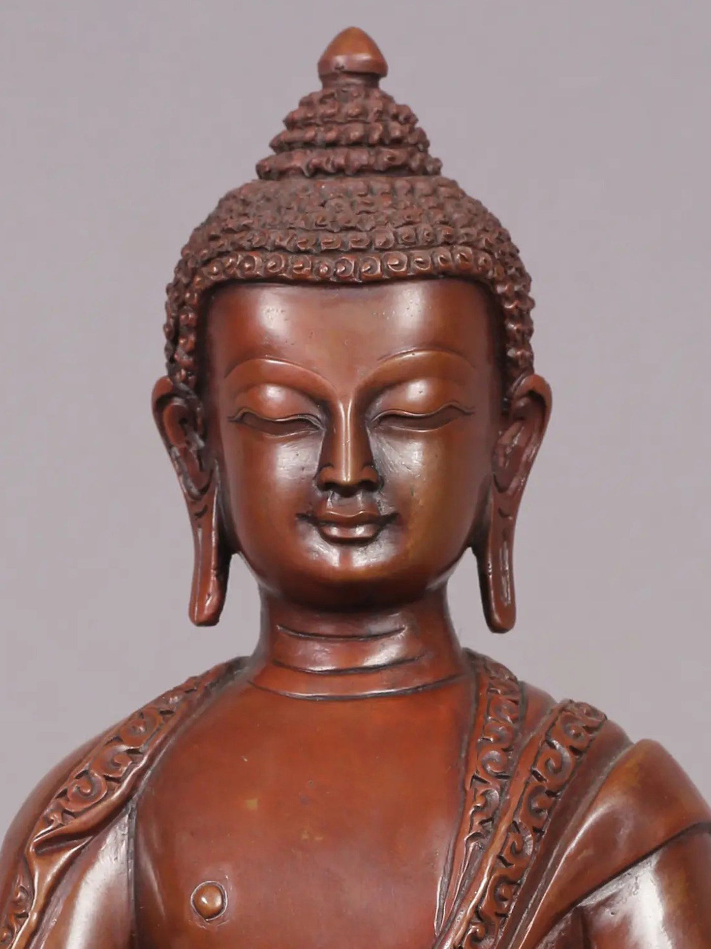 9" Amitabha Buddha Copper Statue From Nepal | Handmade Idol | Lord Buddha Statue