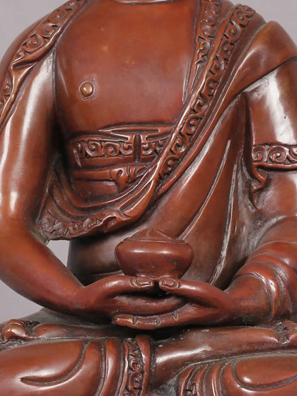 9" Amitabha Buddha Copper Statue From Nepal | Handmade Idol | Lord Buddha Statue