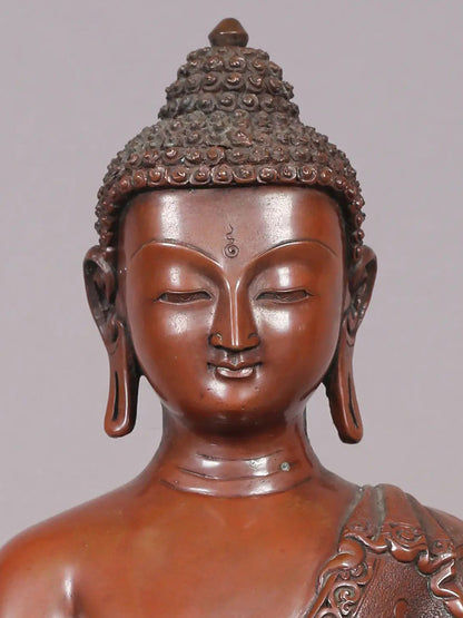 9" Shakyamuni Buddha Sculpture From Nepal | Handmade | Lord Buddha Copper Statue