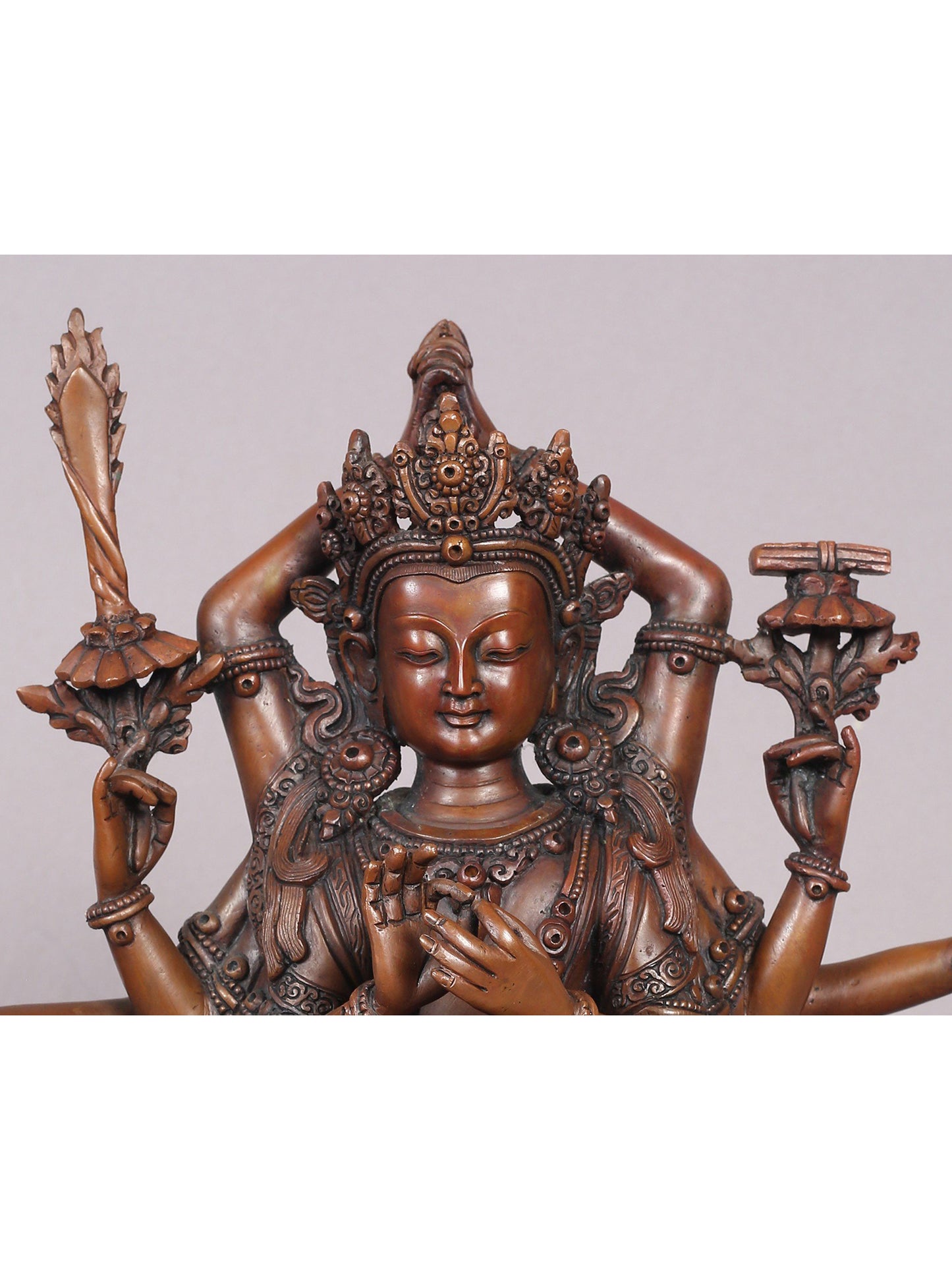 9" Manjushri Nama-Samgiti Copper Statue From Nepal | Handmade | Copper Figurine