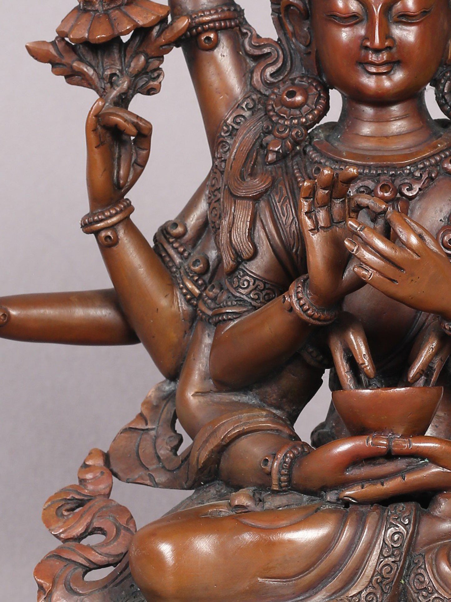 9" Manjushri Nama-Samgiti Copper Statue From Nepal | Handmade | Copper Figurine