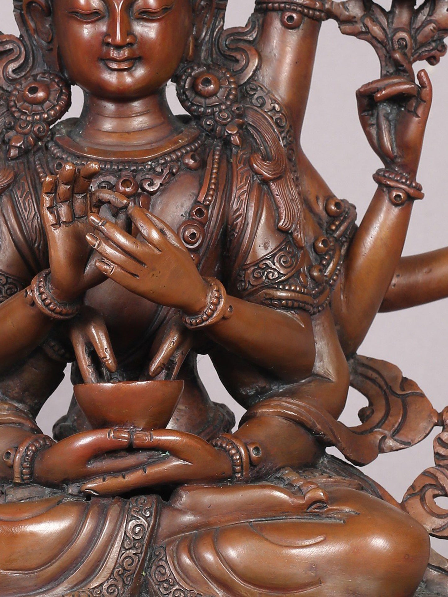 9" Manjushri Nama-Samgiti Copper Statue From Nepal | Handmade | Copper Figurine