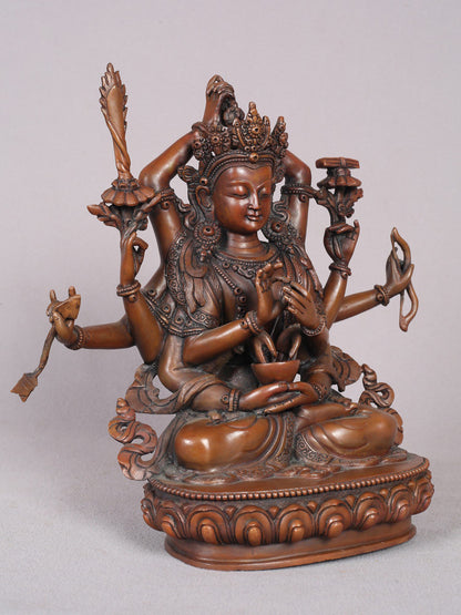 9" Manjushri Nama-Samgiti Copper Statue From Nepal | Handmade | Copper Figurine