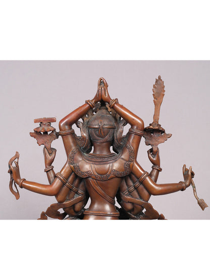 9" Manjushri Nama-Samgiti Copper Statue From Nepal | Handmade | Copper Figurine