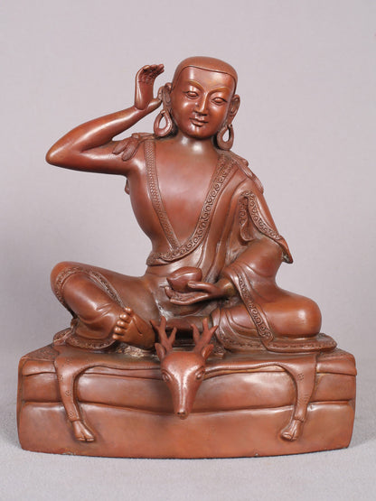 8" Guru Milarepa Copper Statue From Nepal | Handmade Idol | Copper Figurine