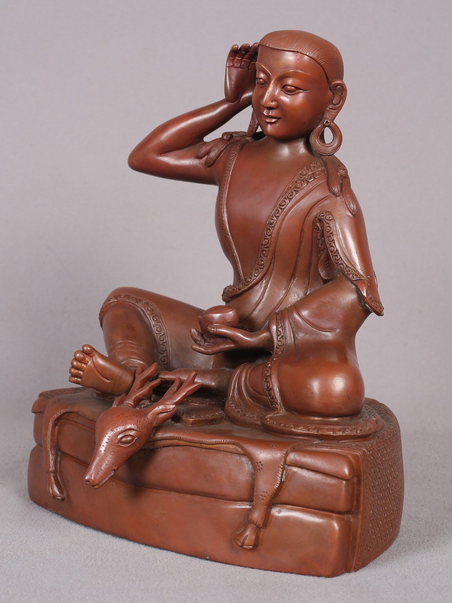 8" Guru Milarepa Copper Statue From Nepal | Handmade Idol | Copper Figurine