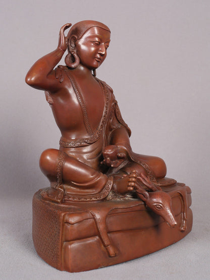 8" Guru Milarepa Copper Statue From Nepal | Handmade Idol | Copper Figurine