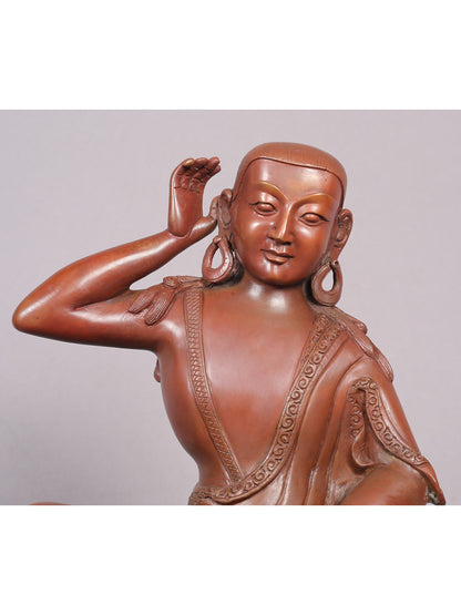 8" Guru Milarepa Copper Statue From Nepal | Handmade Idol | Copper Figurine