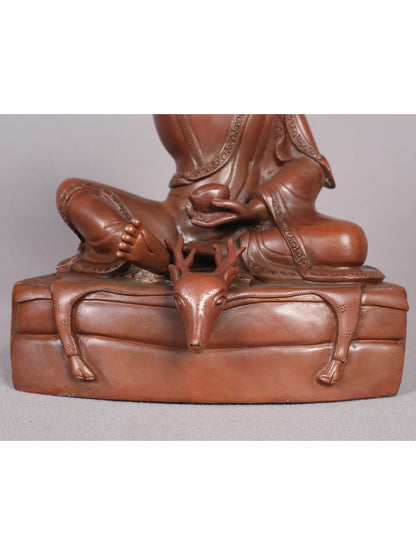 8" Guru Milarepa Copper Statue From Nepal | Handmade Idol | Copper Figurine