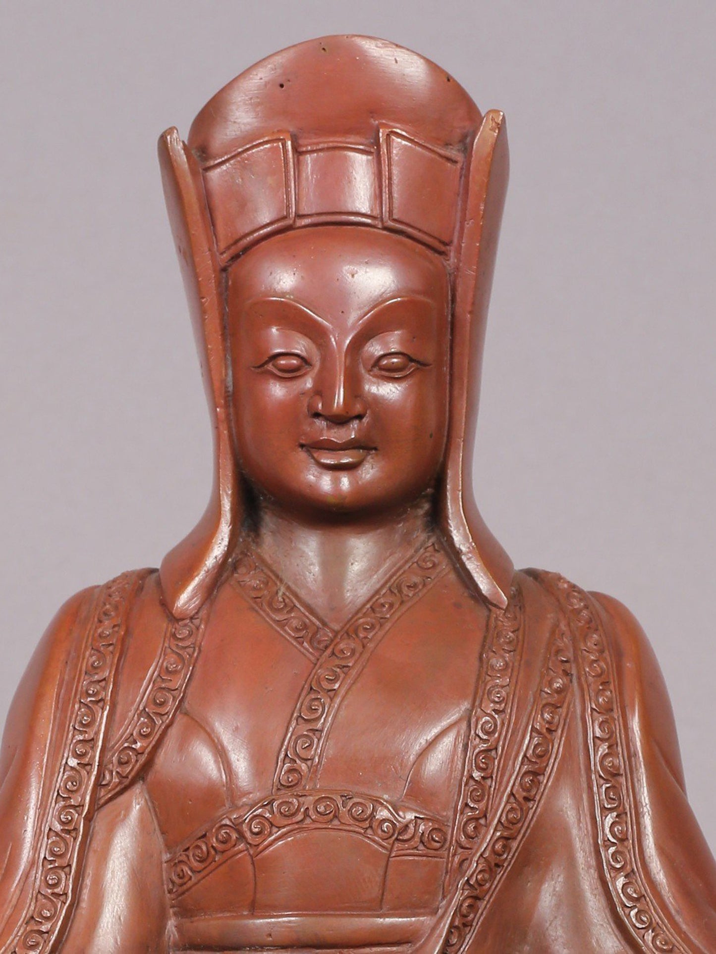 8" Guru Gampopa Copper Statue From Nepal | Handmade Idol | Copper Figurine