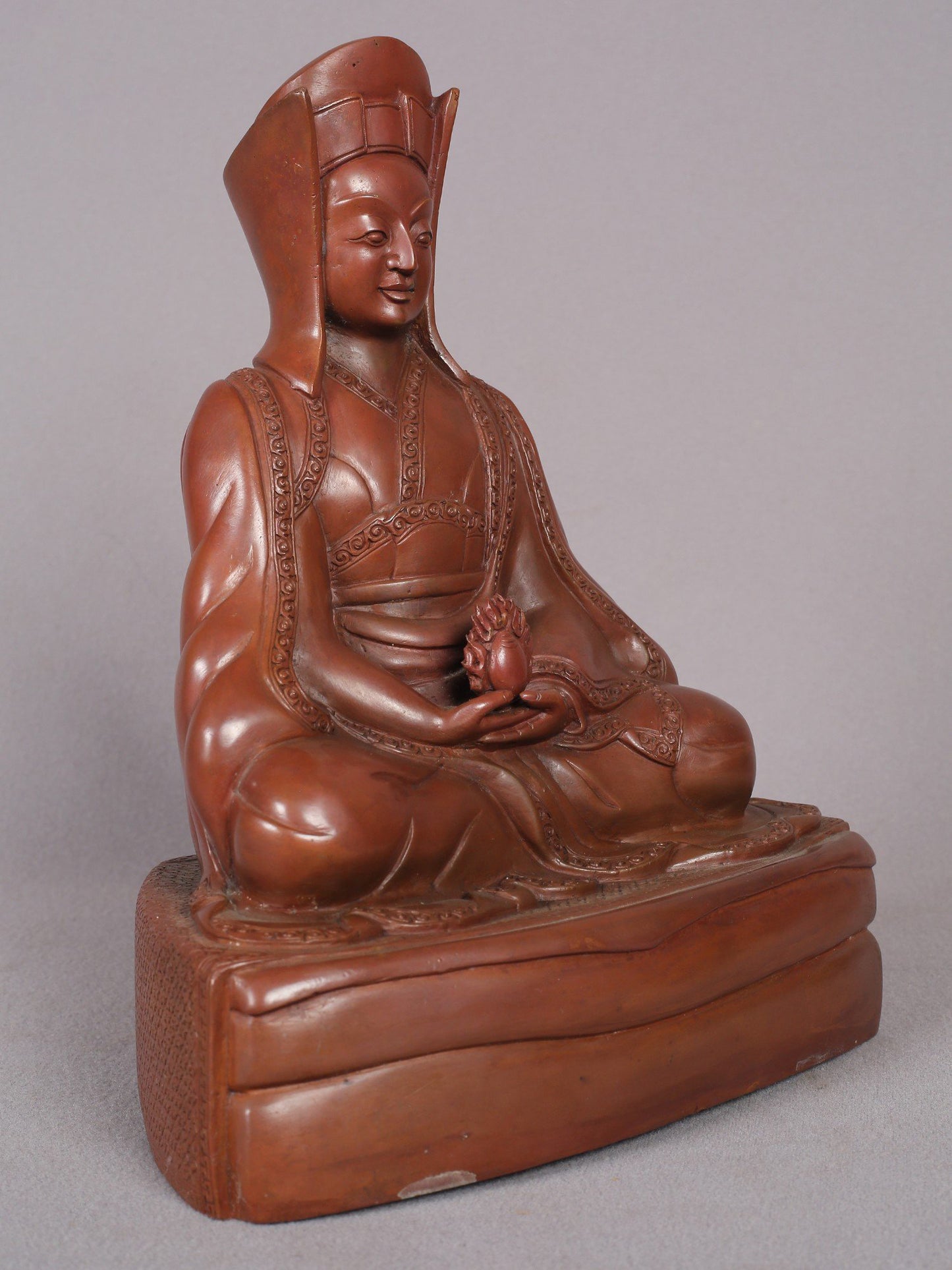 8" Guru Gampopa Copper Statue From Nepal | Handmade Idol | Copper Figurine