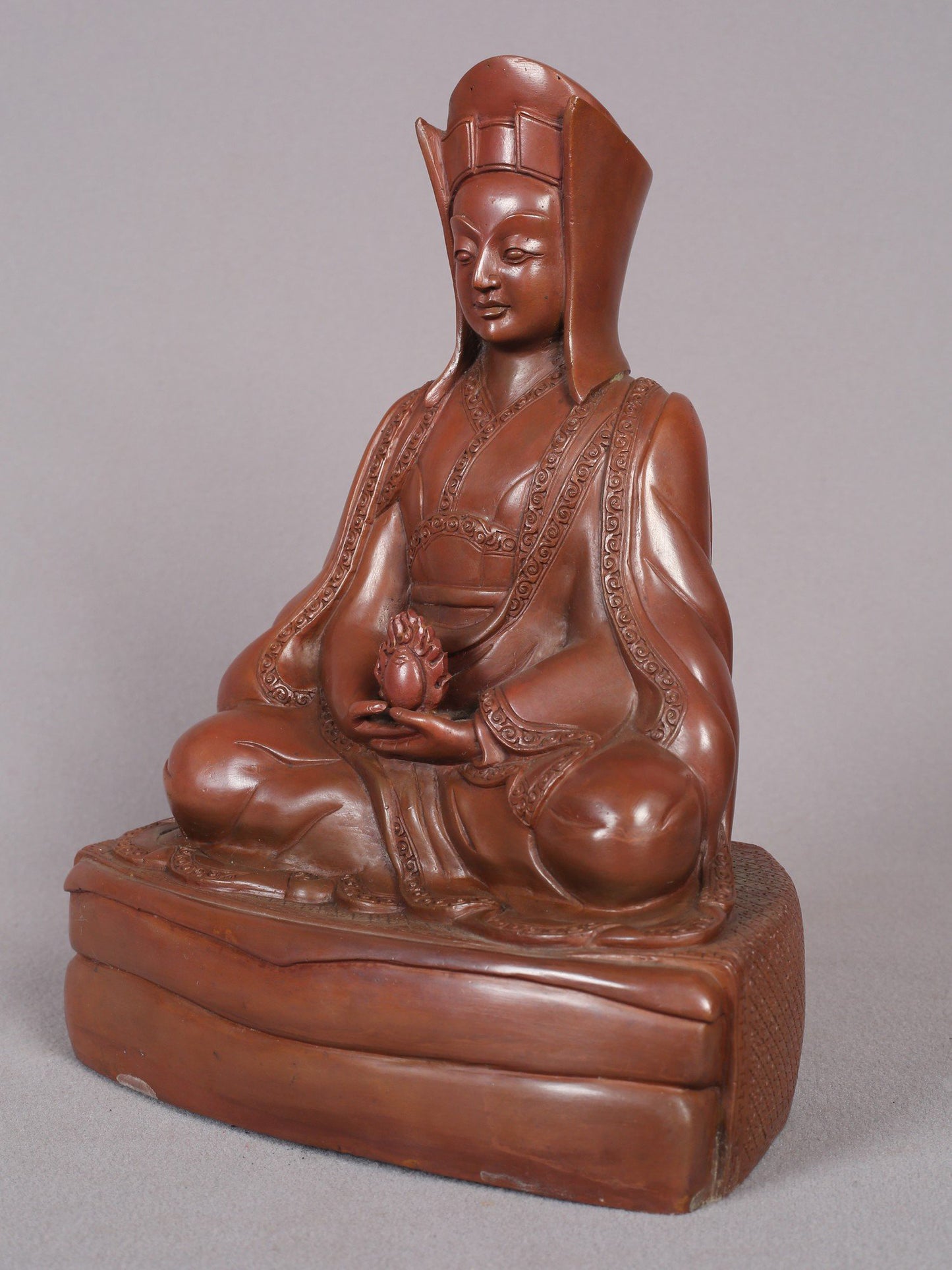 8" Guru Gampopa Copper Statue From Nepal | Handmade Idol | Copper Figurine