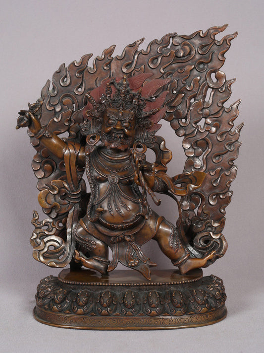 12" Tibetan Buddhist Deity Vajrapani Copper Statue From Nepal | Handmade Idol | Buddhist Deity