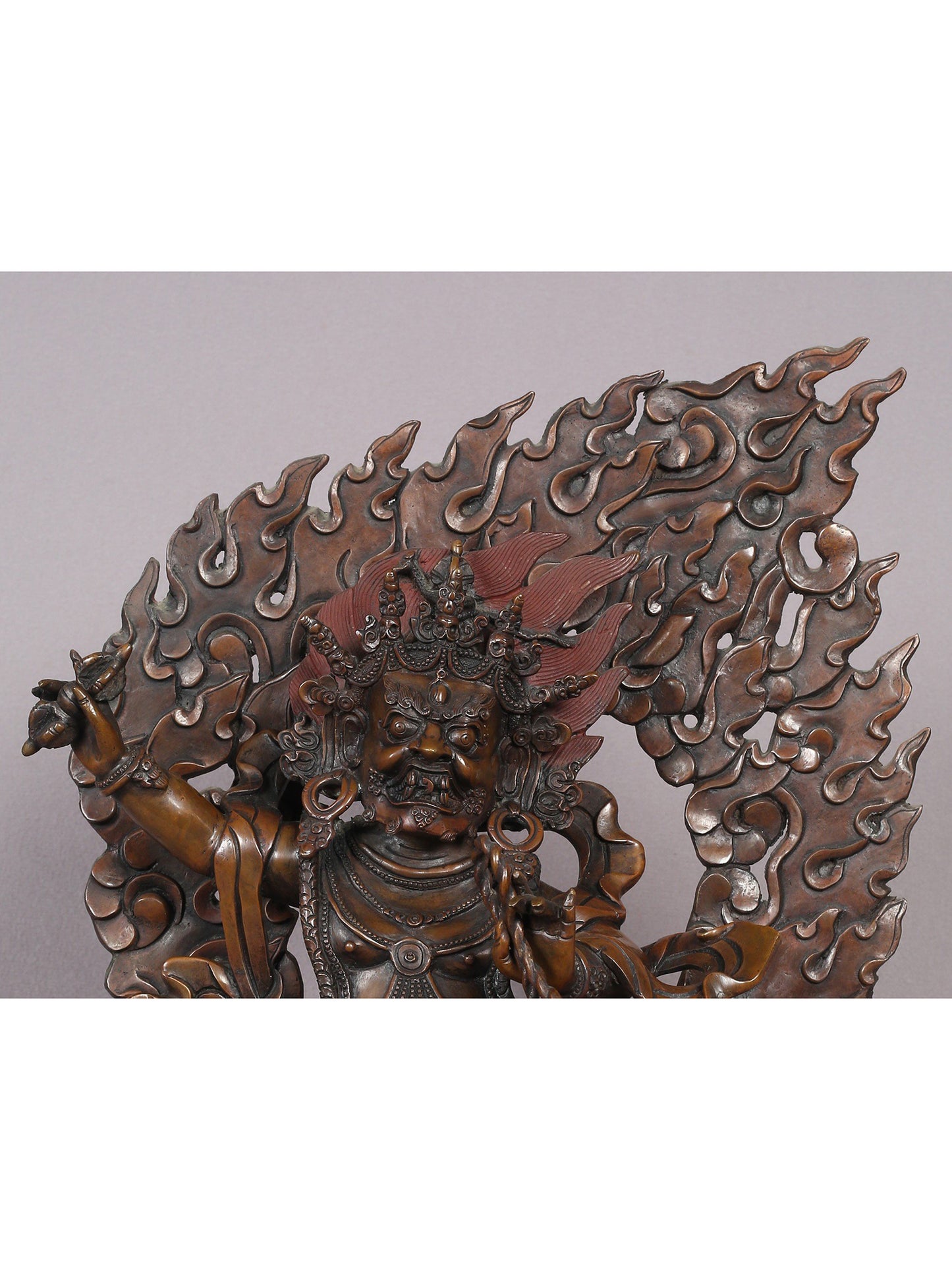 12" Tibetan Buddhist Deity Vajrapani Copper Statue From Nepal | Handmade Idol | Buddhist Deity