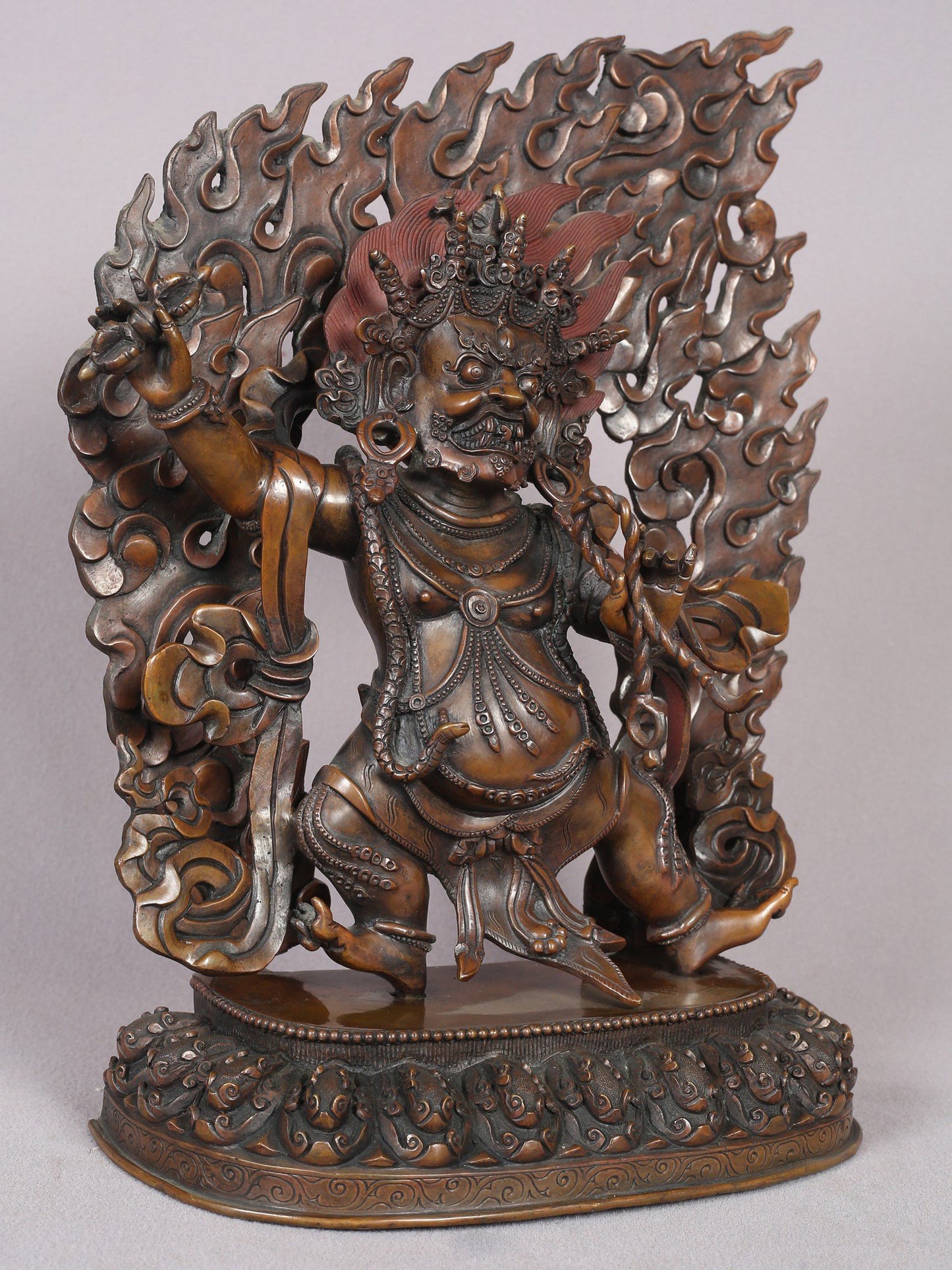 12" Tibetan Buddhist Deity Vajrapani Copper Statue From Nepal | Handmade Idol | Buddhist Deity