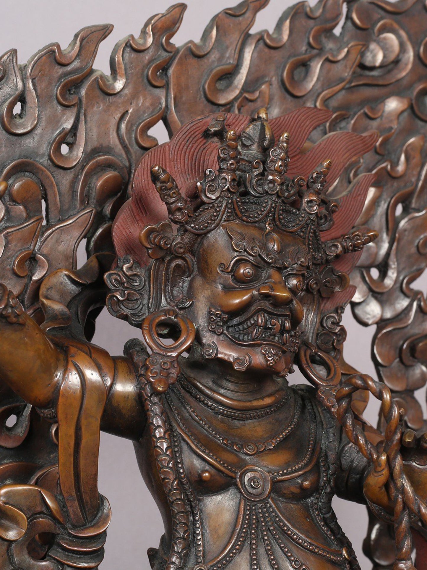 12" Tibetan Buddhist Deity Vajrapani Copper Statue From Nepal | Handmade Idol | Buddhist Deity