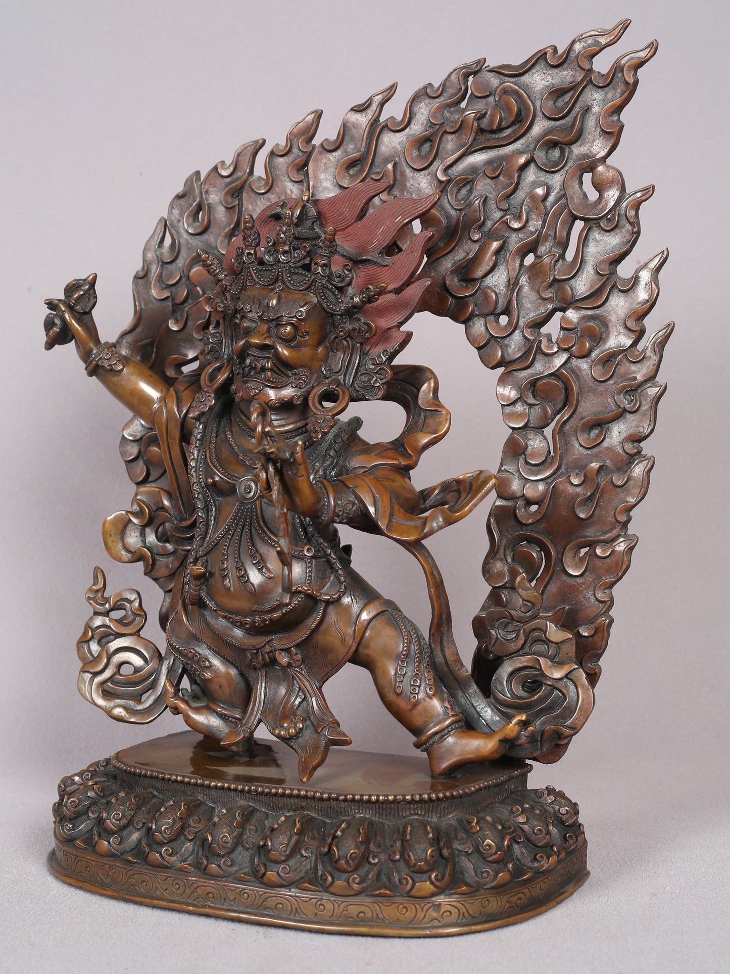 12" Tibetan Buddhist Deity Vajrapani Copper Statue From Nepal | Handmade Idol | Buddhist Deity