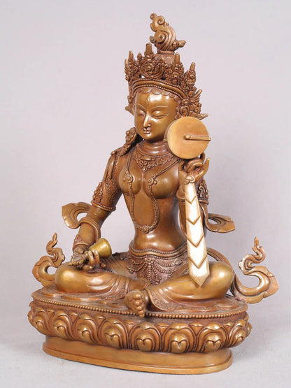 13" Yeshe Tsogyal Copper Statue From Nepal | Handmade Idol | Copper Figurine