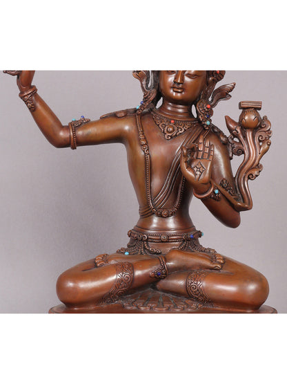 13" Manjushri Copper Statue From Nepal | Handmade Idol | Copper Figurine