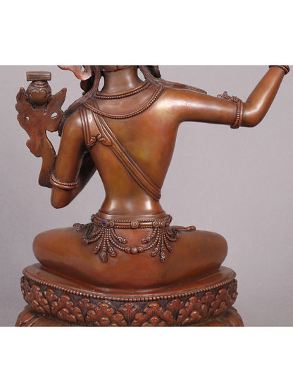 13" Manjushri Copper Statue From Nepal | Handmade Idol | Copper Figurine