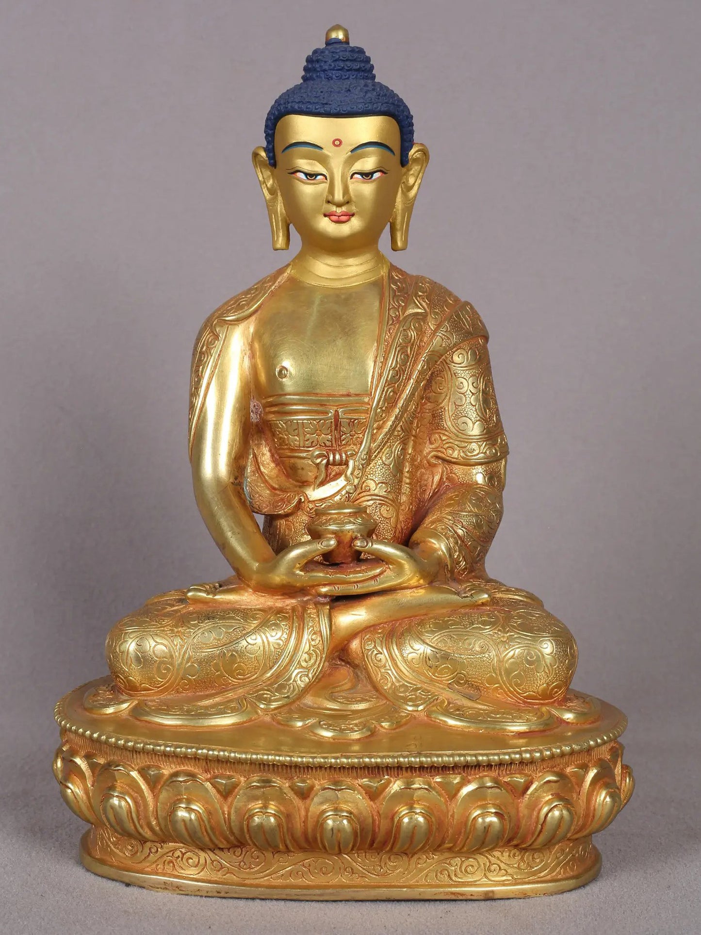 8" Amitabha Buddha Copper Statue From Nepal | Handmade Idol | Lord Buddha Statue