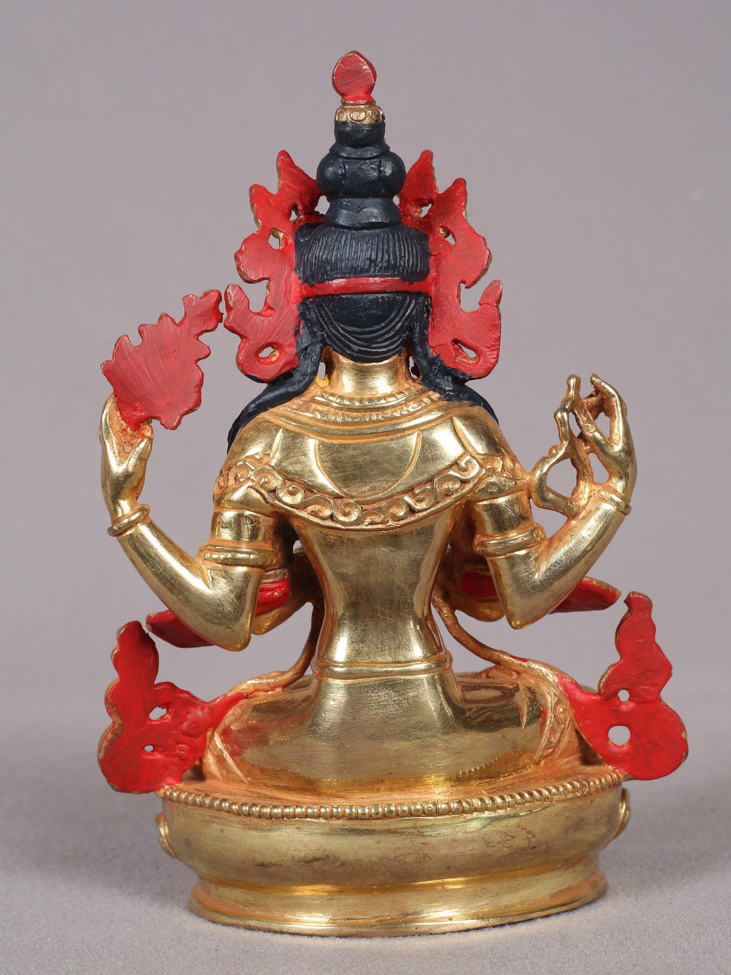 6" Buddhist Deity Chenrezig (Four Armed Avalokiteshvara) Copper Statue | Handmade Buddhist Deity Idol