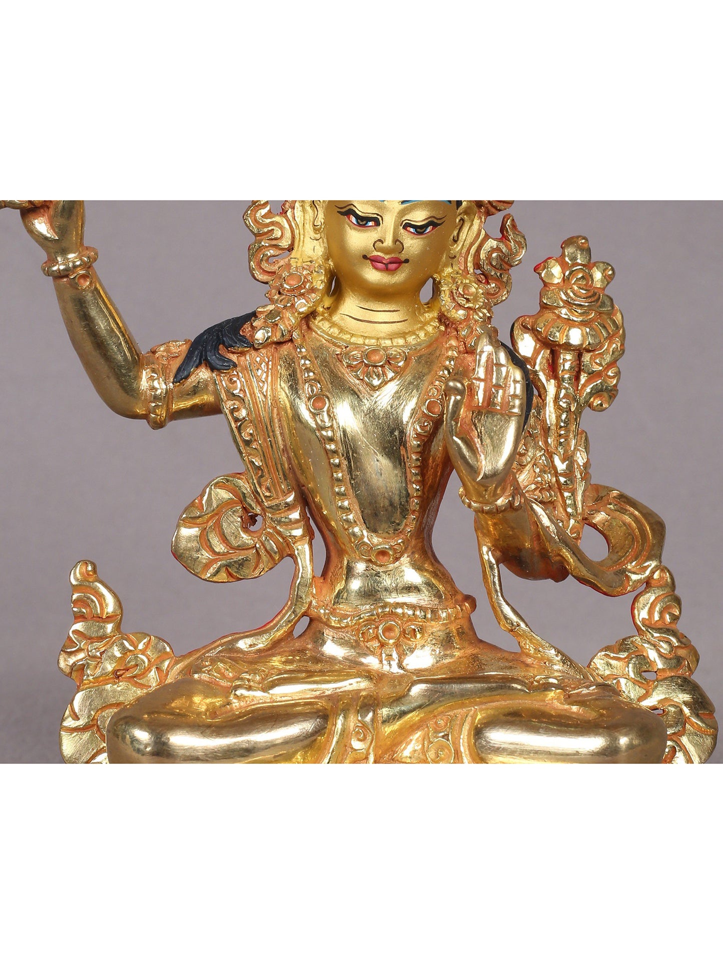 6" Manjushri Copper Statue From Nepal - Buddha Of Infinite Wisdom | Handmade Statue