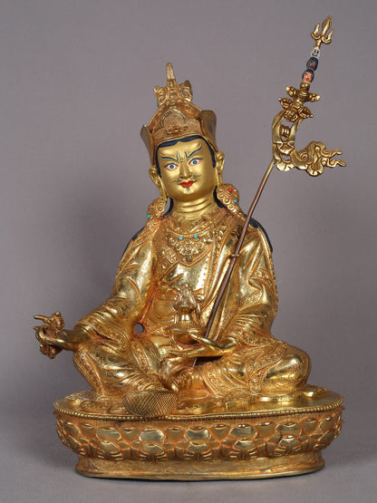 15" Guru Padmasambhava Copper Statue From Nepal | Handmade Idol | Copper Figurine