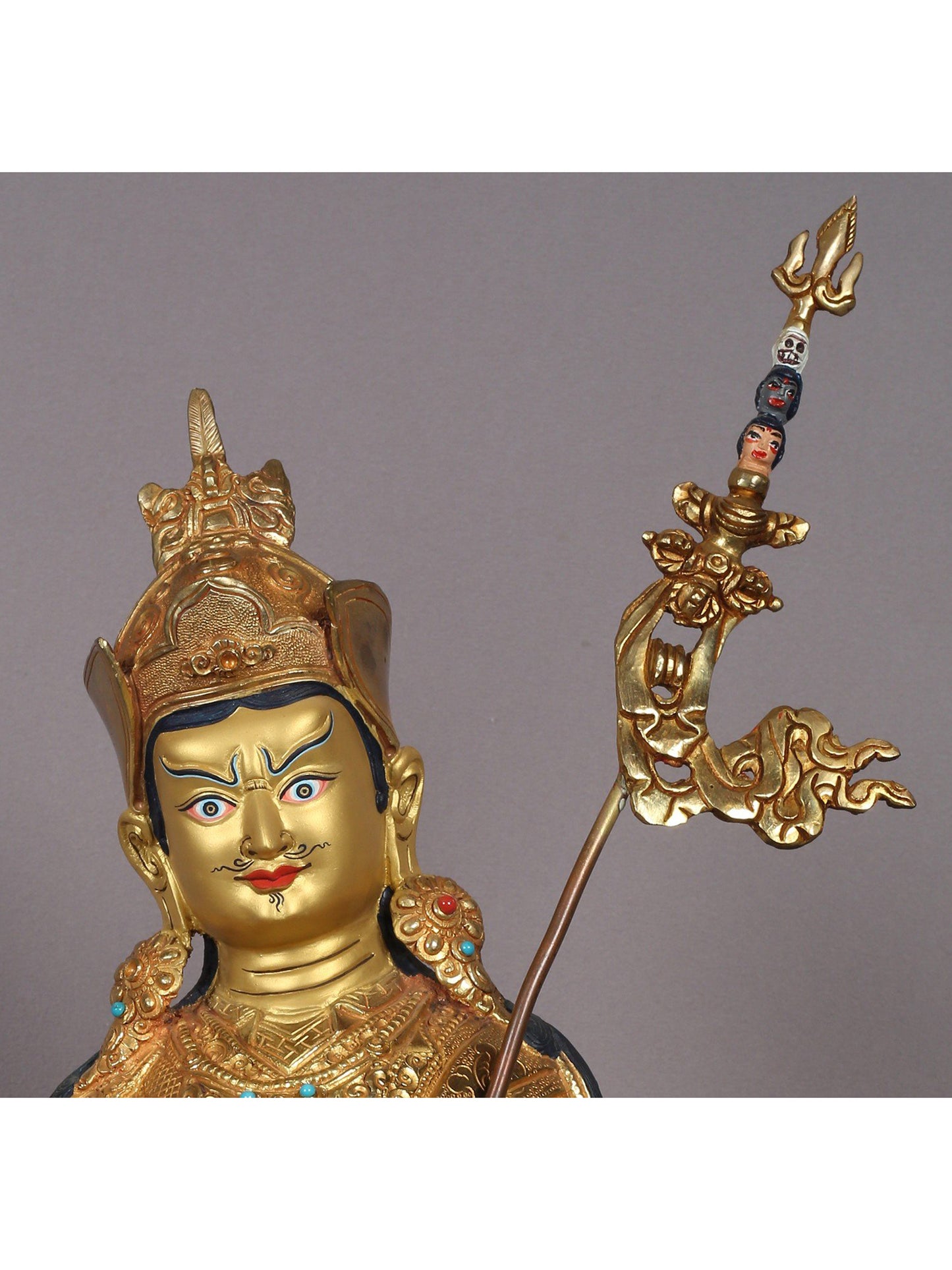 15" Guru Padmasambhava Copper Statue From Nepal | Handmade Idol | Copper Figurine