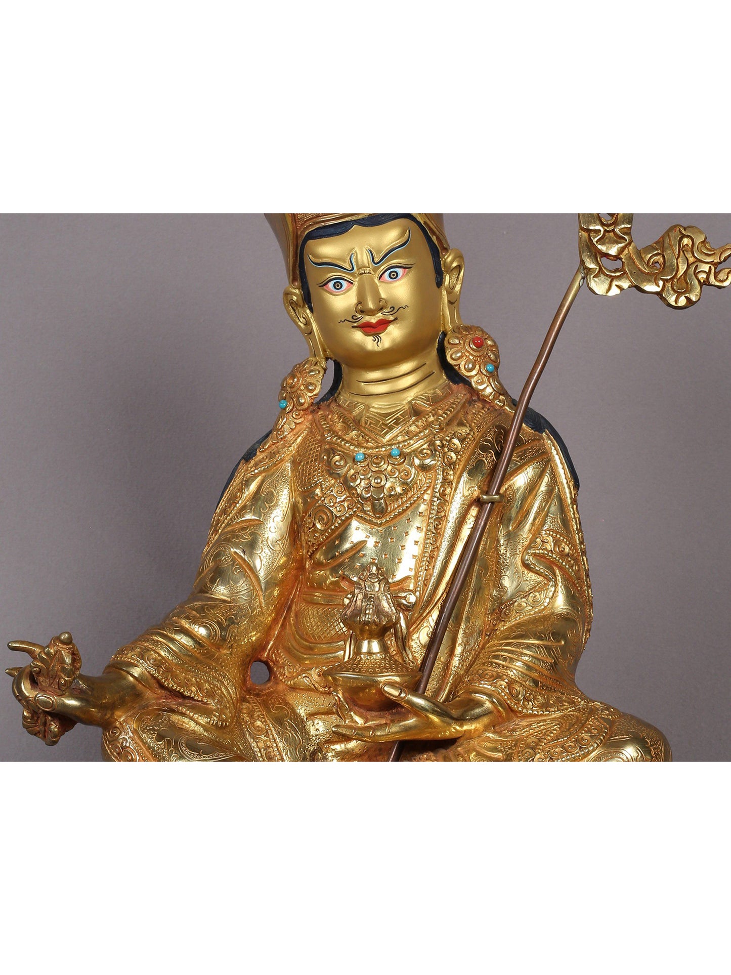 15" Guru Padmasambhava Copper Statue From Nepal | Handmade Idol | Copper Figurine