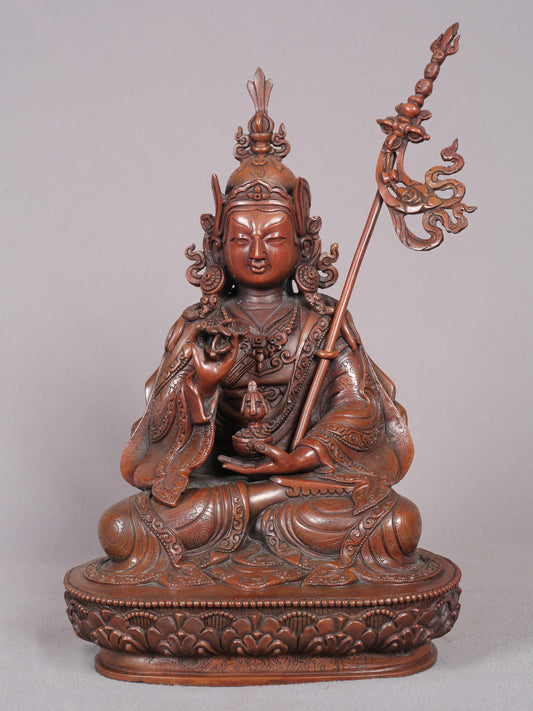 11" Guru Tshokey Dorje Copper Statue From Nepal | Handmade Idol | Copper Figurine