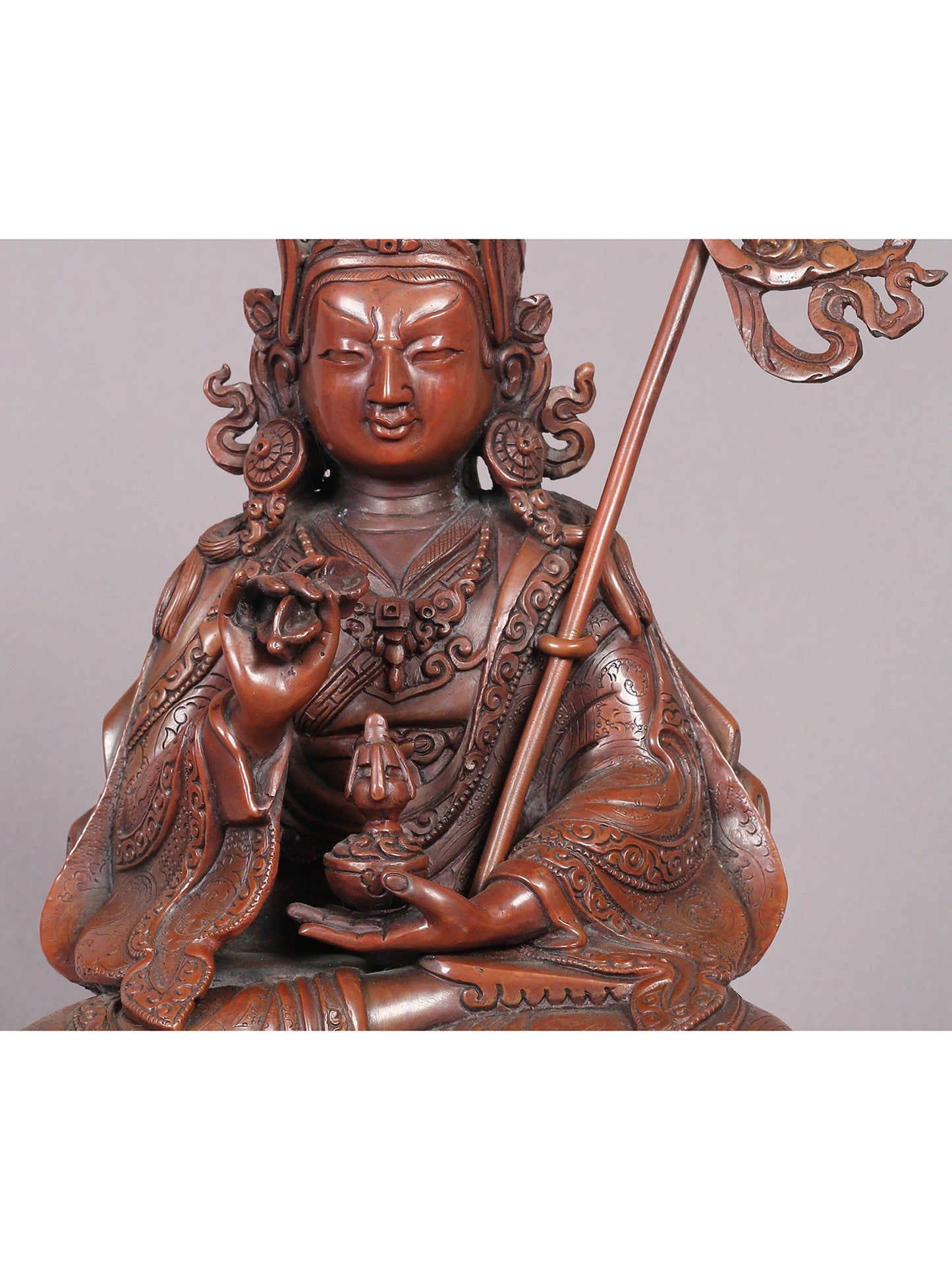 11" Guru Tshokey Dorje Copper Statue From Nepal | Handmade Idol | Copper Figurine