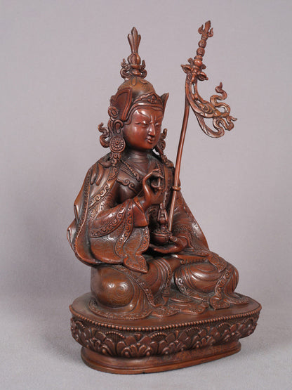 11" Guru Tshokey Dorje Copper Statue From Nepal | Handmade Idol | Copper Figurine