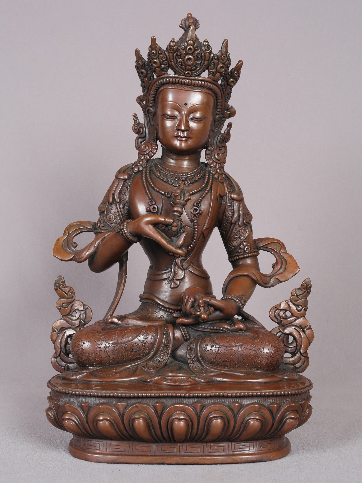 12" Vajrasattva Copper Statue From Nepal | Handmade Idol | Vajrasattva Copper Figurine