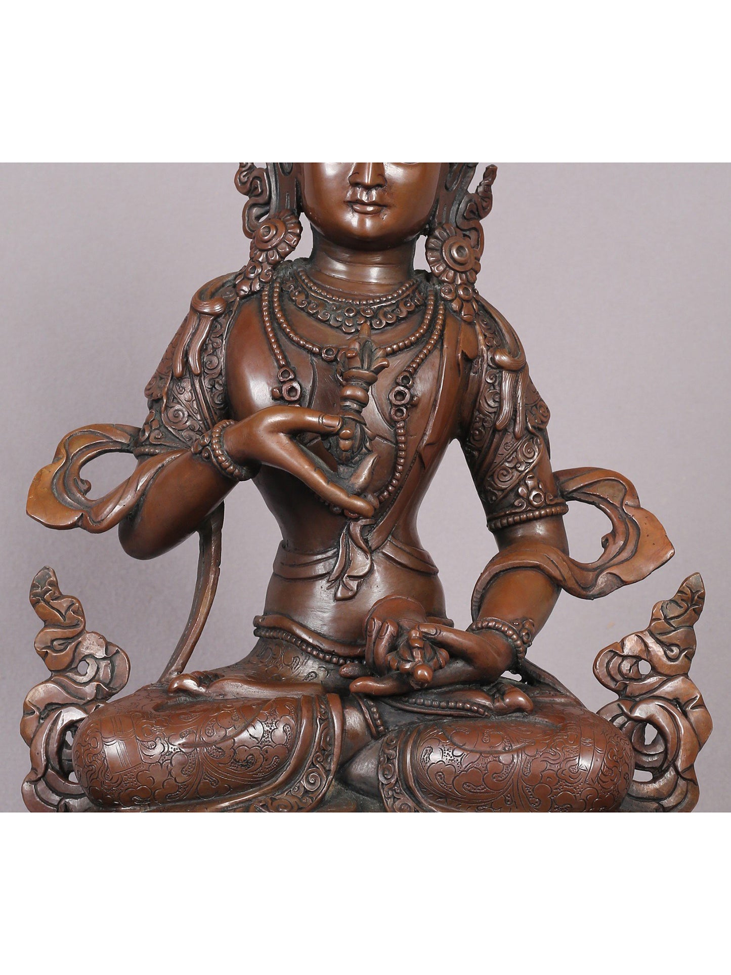 12" Vajrasattva Copper Statue From Nepal | Handmade Idol | Vajrasattva Copper Figurine