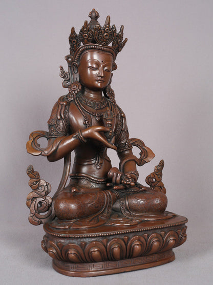 12" Vajrasattva Copper Statue From Nepal | Handmade Idol | Vajrasattva Copper Figurine