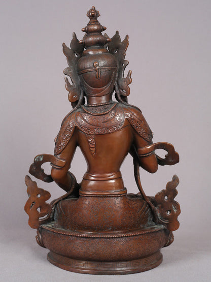 12" Vajrasattva Copper Statue From Nepal | Handmade Idol | Vajrasattva Copper Figurine