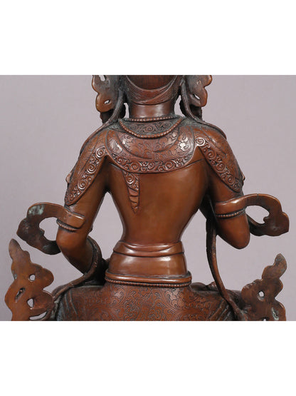 12" Vajrasattva Copper Statue From Nepal | Handmade Idol | Vajrasattva Copper Figurine