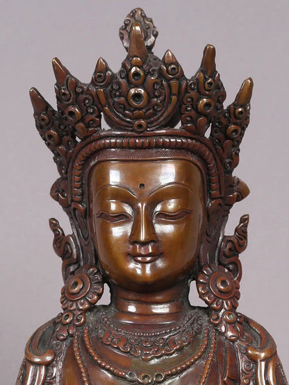 13" Aparmita Buddha Copper Statue From Nepal | Handmade Idol | Buddha Statue