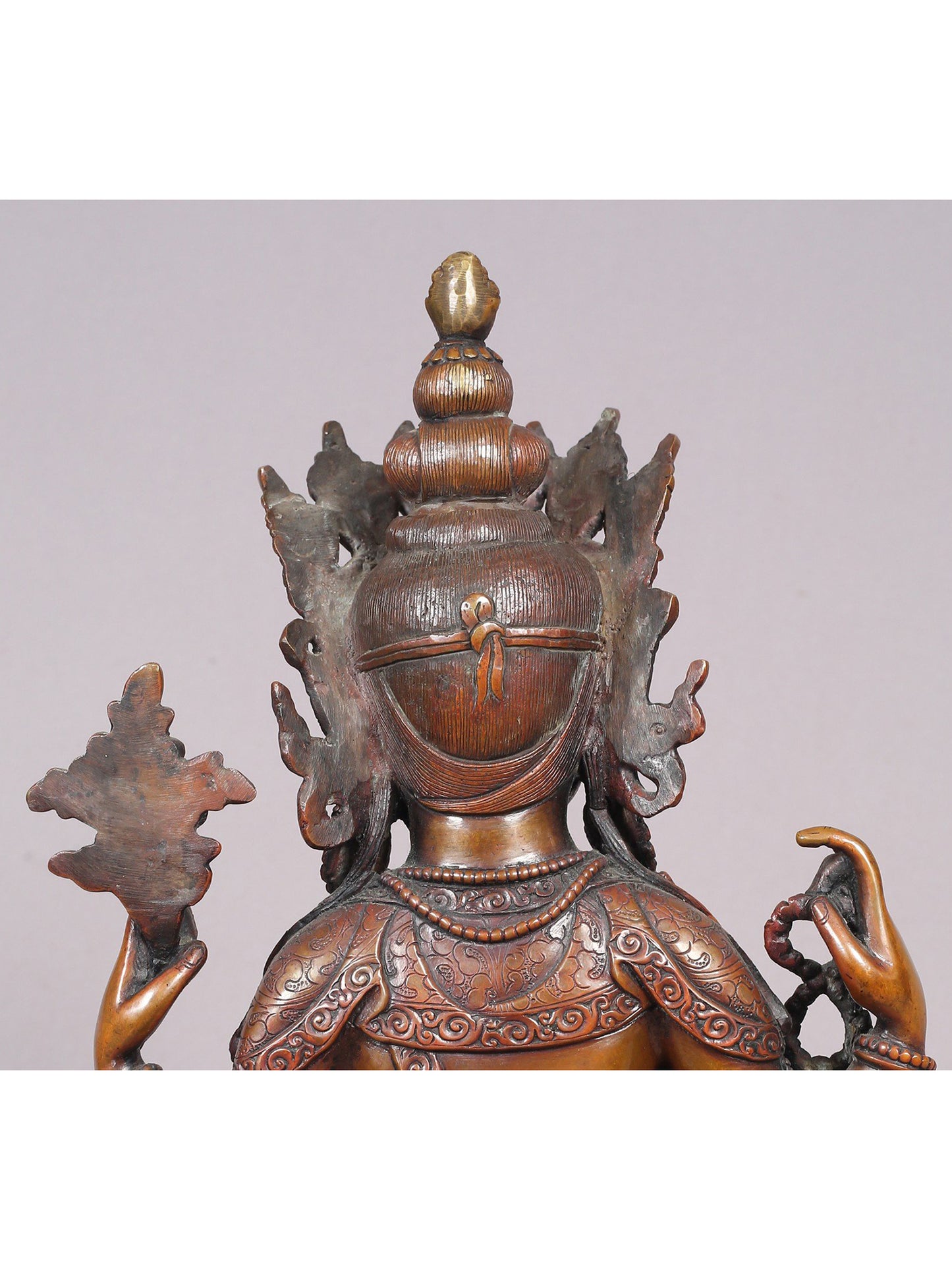 13" Chenrezig Copper Statue From Nepal | Handmade Idol | Buddhist Copper Statue