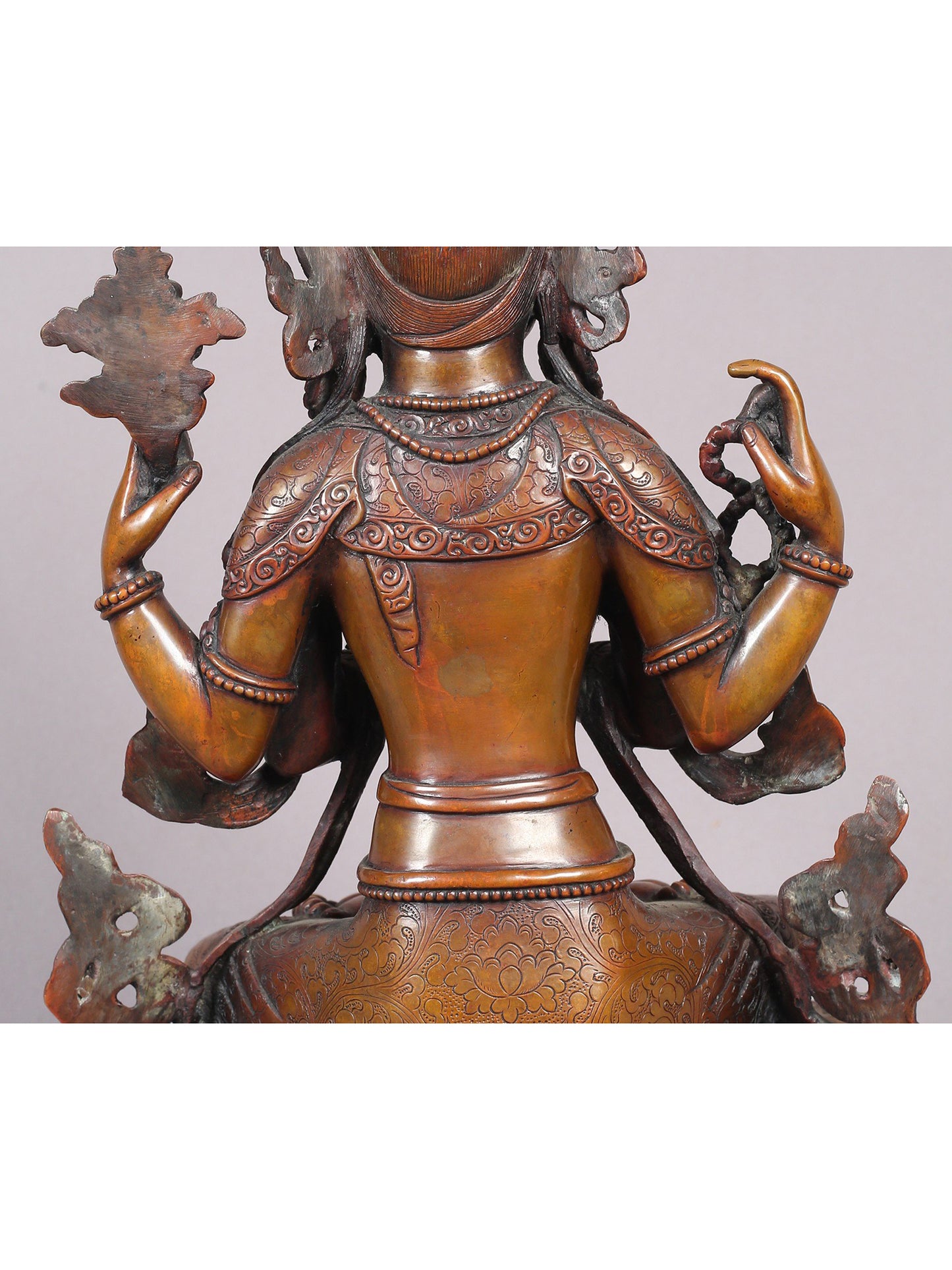 13" Chenrezig Copper Statue From Nepal | Handmade Idol | Buddhist Copper Statue