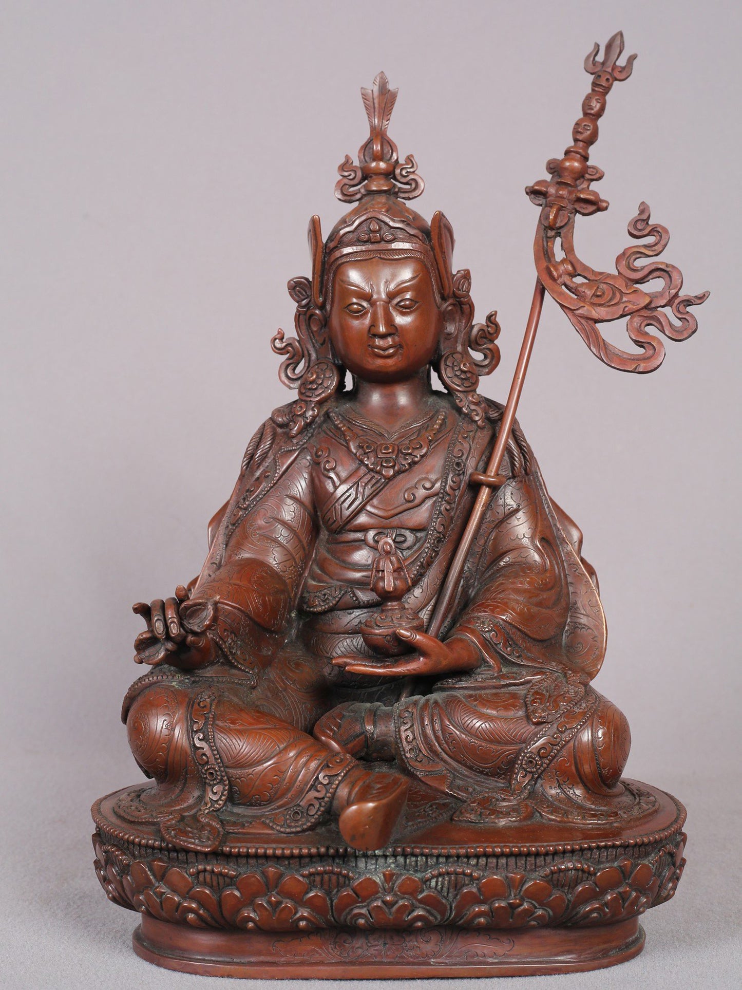 10" Guru Tshokey Dorje Copper Statue From Nepal | Handmade Idol | Copper Figurine